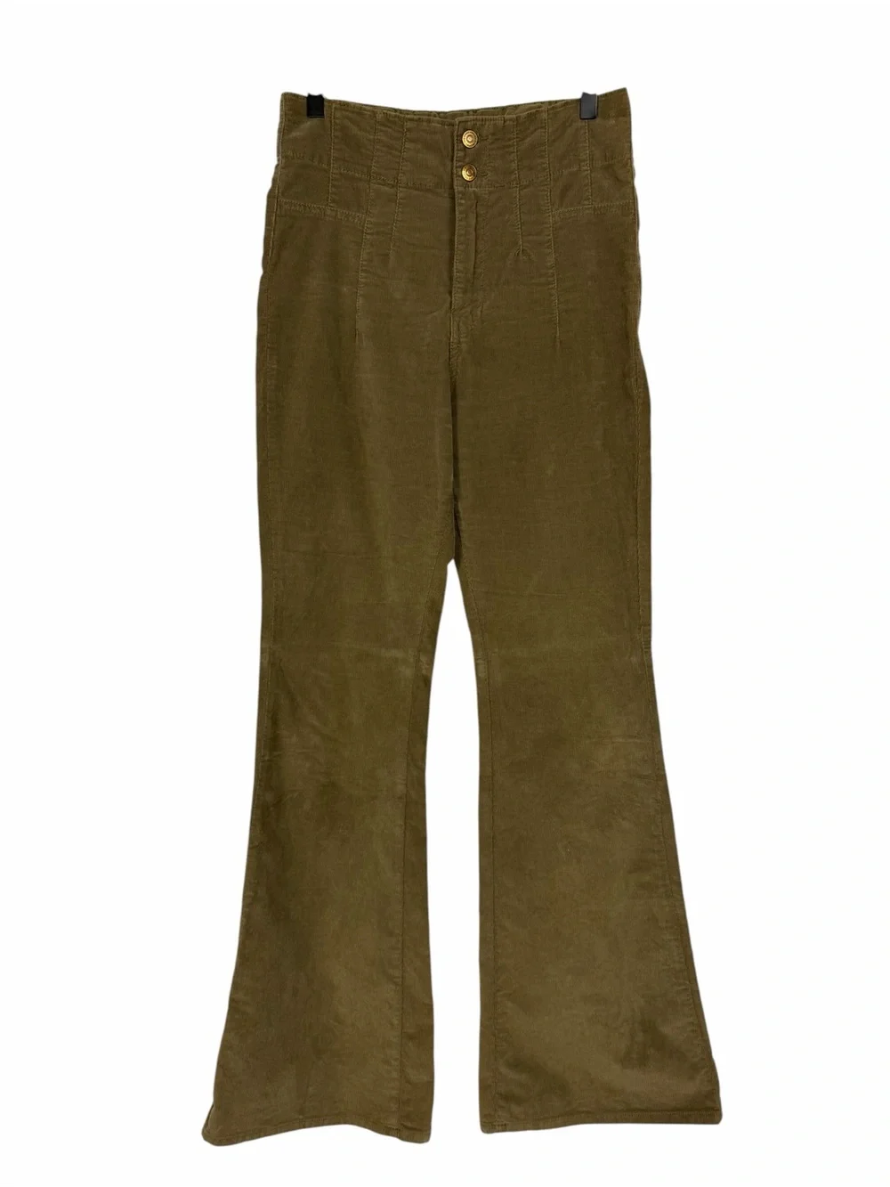 Free People We The Free Jayde Cord Flare Pants High Rise Olive Green Size 29 - Picture 2 of 11